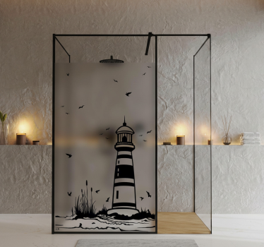 Raamsticker kustscene met vuurtoren - TenStickers