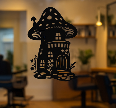 Raamsticker sprookjesachtig paddenstoelenhuis - TenStickers
