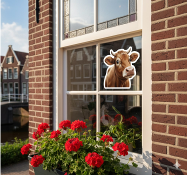 Raamsticker vragende boerderij koe - TenStickers