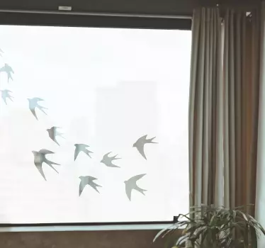 Vogels vliegen in een rij raamsticker - TenStickers