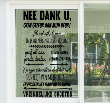 Muurstickers tekst Geen deur verkoop a.u.b. - TenStickers