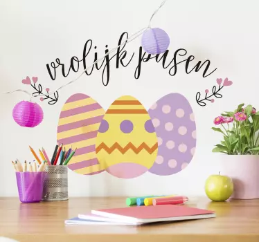 Stickers raam vrolijk pasen paaseitjes - TenStickers