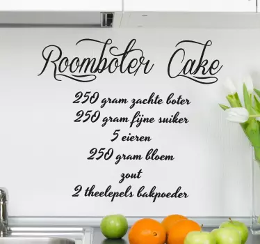Muursticker keuken recept roomboter cake - TenStickers