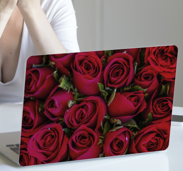 Rode bloemen laptop huid - TenStickers