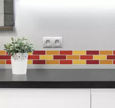 Rode en gele tegels Decoratie met randen - TenStickers