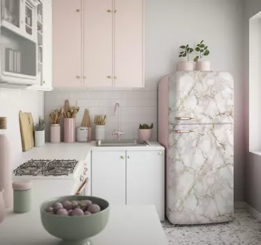 Roze marmer koelkast sticker texturen - TenStickers