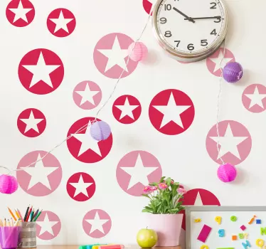 Roze sterpatronen sticker geometrische vormen - TenStickers