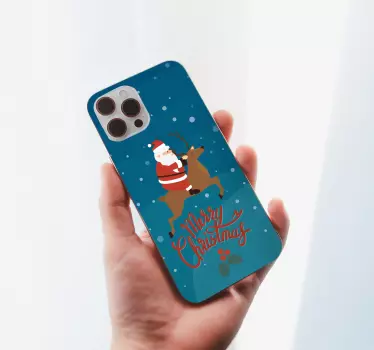 Kerst sticker met ontwerp van kerstman en rendieren - TenStickers