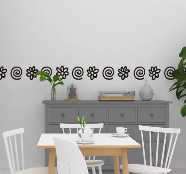 Sierrand bloemen en spiralen - TenStickers