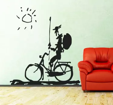 Silhouet Muursticker Fietser - TenStickers