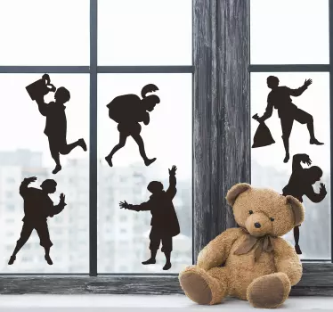 Raamsticker kinderkamer silhouet zwarte pieten - TenStickers