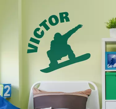 Tienerkamer muursticker snowboard silhouet - TenStickers