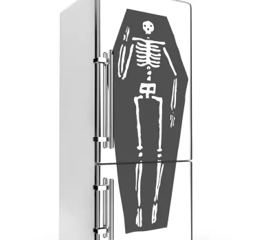 Skelet in Doodskist Koelkast Sticker - TenStickers