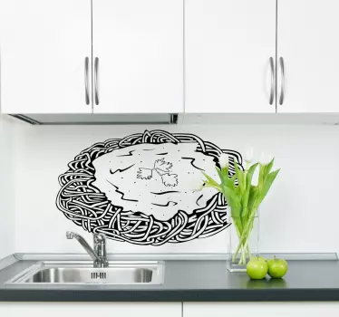 Spaghetti eten sticker - TenStickers