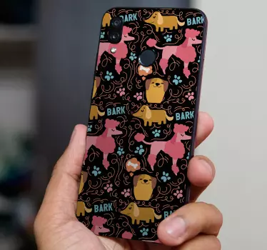 Speelse hondenpatronen huawei sticker - TenStickers