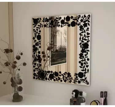 Spiegel bloemen vierkant sticker - TenStickers
