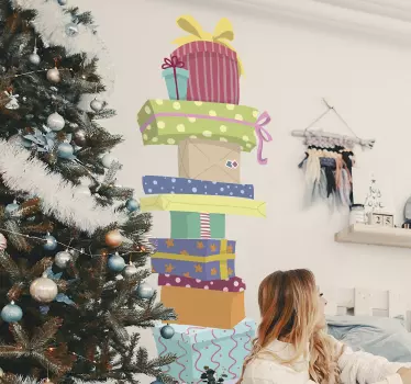 Stapel geschenken muursticker - TenStickers