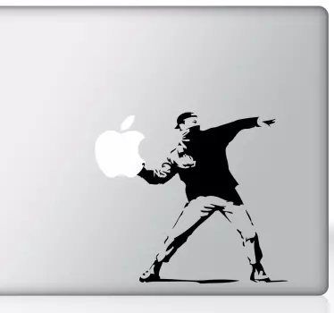 Laptop sticker Apple Banksy Revolutie - TenStickers