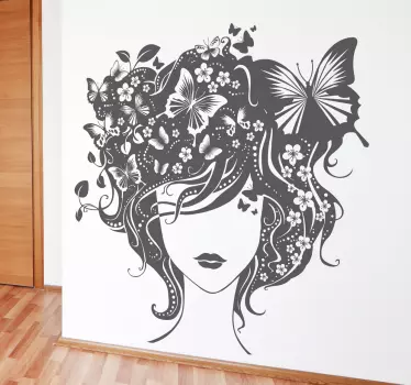 Sticker artistiek gezicht vlinders - TenStickers