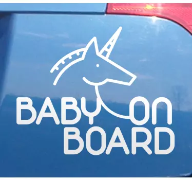 Sticker baby aan board eenhoorn bordje - TenStickers