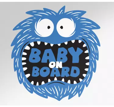 Sticker baby aan board fuzzy blauwe karakter - TenStickers