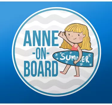 Sticker baby aan board gepersonaliseerd surfavontuur - TenStickers