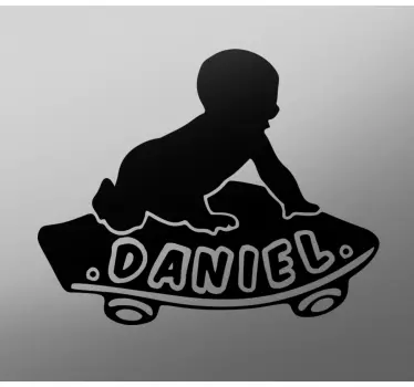 Sticker baby aan board kruipende babyfiguur - TenStickers