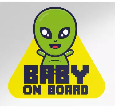 Sticker baby aan board schattig alien karakter - TenStickers