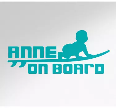 Sticker baby aan board surfende silhouet - TenStickers