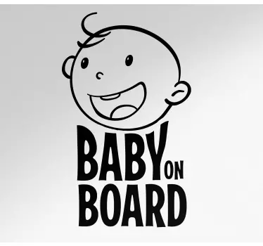Sticker baby aan board vrolijk baby gezicht - TenStickers