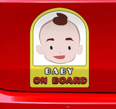 Sticker baby aan board vrolijk babyportret - TenStickers