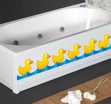 Sticker badkamer rij gele eendjes - TenStickers