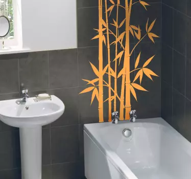 Muursticker badkamer met bamboe - TenStickers