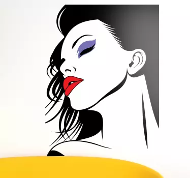 Sticker dame oogschaduw lippenstift - TenStickers