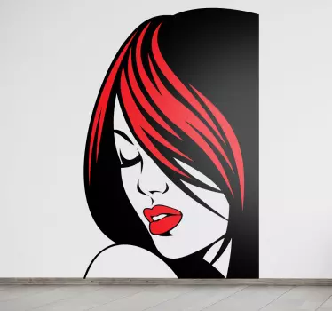 Sticker dame zwart rood - TenStickers