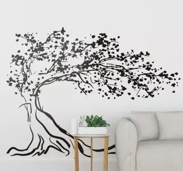 Muursticker woonkamer met boom wind - TenStickers