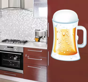Muursticker keuken glas bier - TenStickers