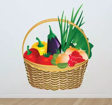 Sticker decoratie mand met groenten - TenStickers
