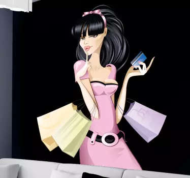Sticker decoratie shoppen dame - TenStickers