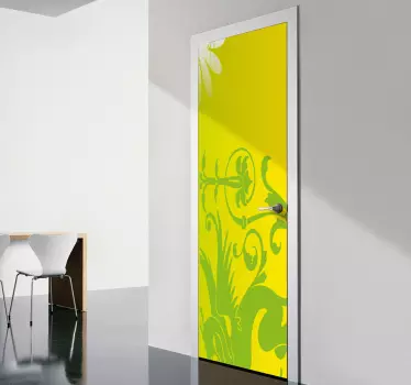 Sticker deur decorate groen draak - TenStickers
