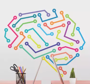 Sticker geometrische vormen kleurrijke neurale verbinding - TenStickers