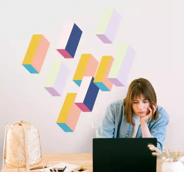Sticker geometrische vormen multikleurige blokpatronen - TenStickers