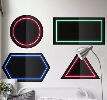 Sticker geometrische vormen neon gekleurde accenten - TenStickers