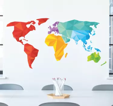 Sticker geometrische wereldkaart - TenStickers