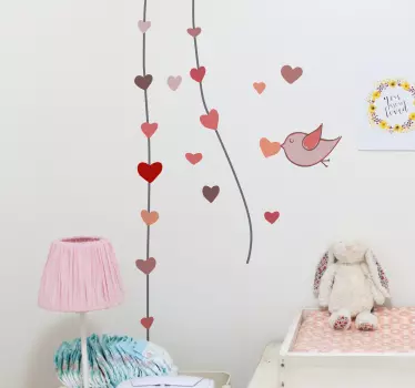 Vogel muursticker met hartjes - TenStickers