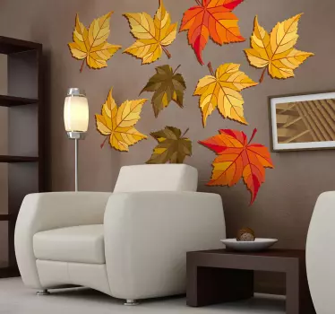Set van 9 stickers herfst blaadjes - TenStickers