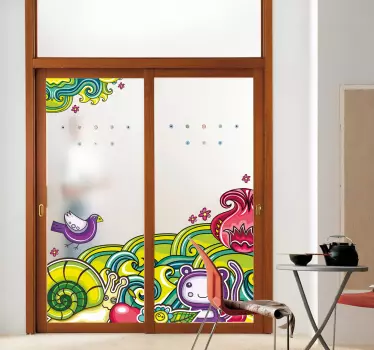 Raamsticker kinderkamer jungle dieren kleuren - TenStickers