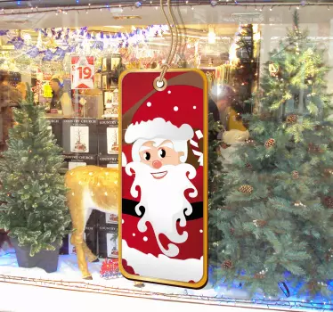 Kerst raamsticker kerstman etiket - TenStickers