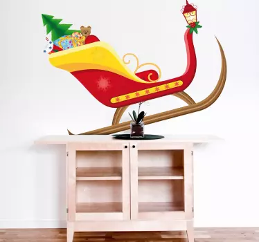 Sticker kerstmis slee kerstman - TenStickers