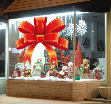 Kerst raamsticker rood strik - TenStickers
